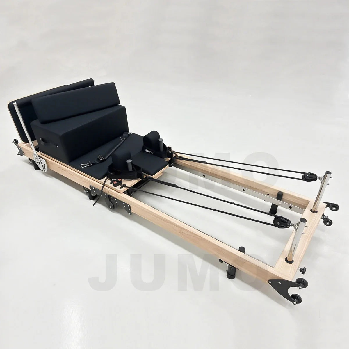 Jumo Commercial Foldable Oak Wood Pilates Reformer Black