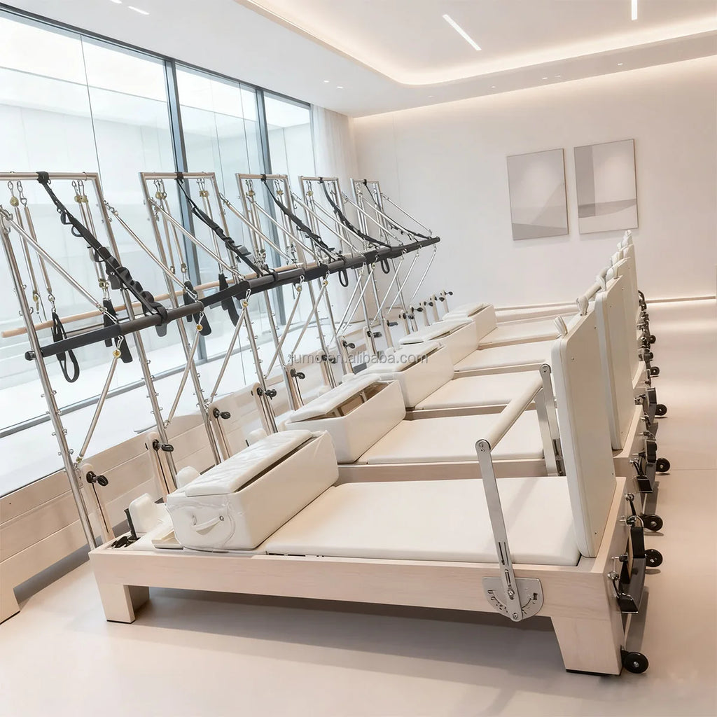Pilates Reformer with Tower Maple Wood Frame