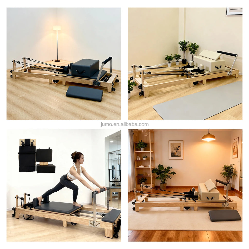Jumo Foldable Oak Wood Pilates Reformer Studio Equipment 255cm