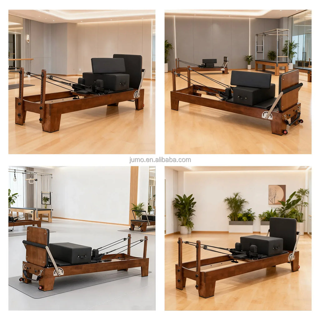 Walnut Wood Pilates Reformer with Tower Professional Studio Equipment