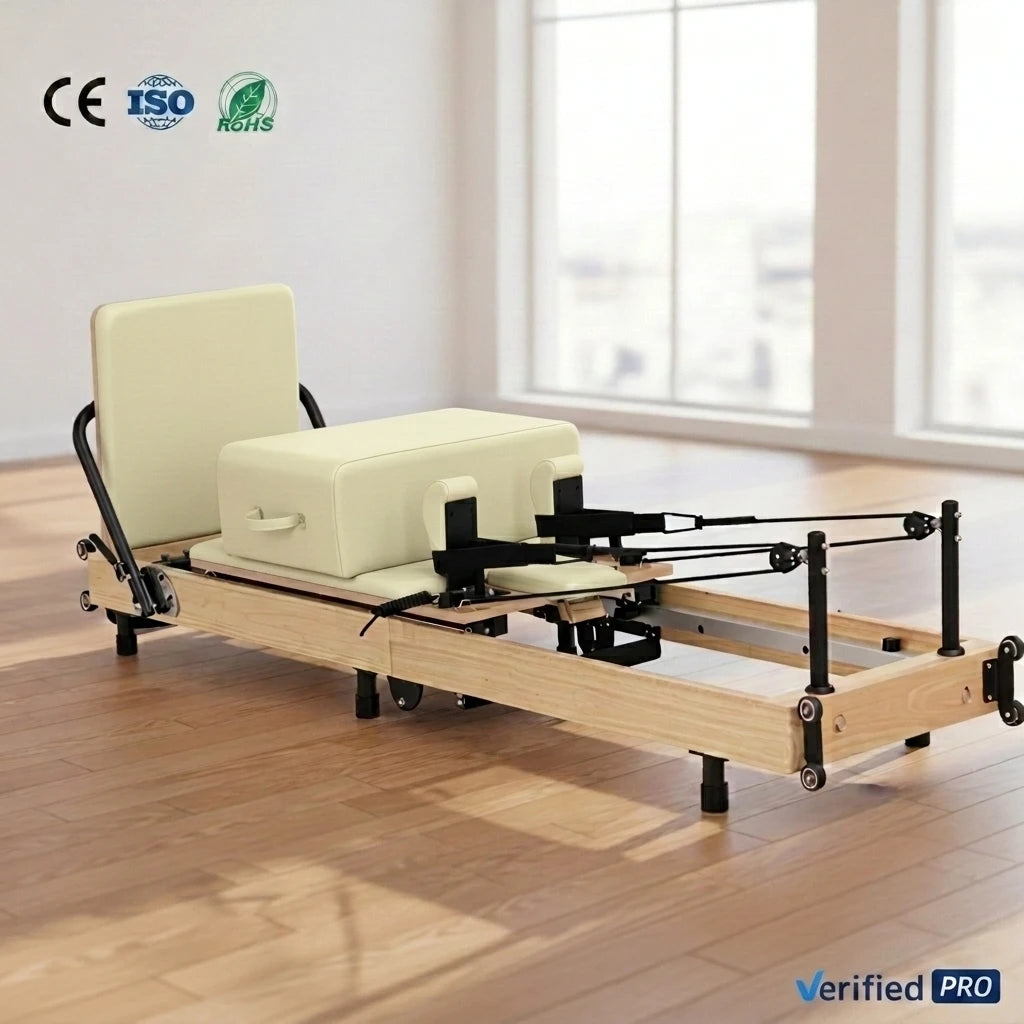 JUMO Oak Wood Reformer Pilates Bed Machine Adjustable