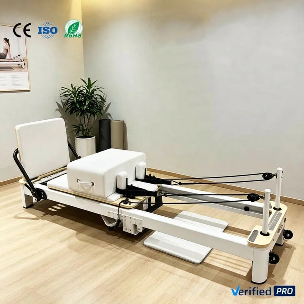 JUMO Foldable Aluminum Pilates Reformer Machine Gray 242cm