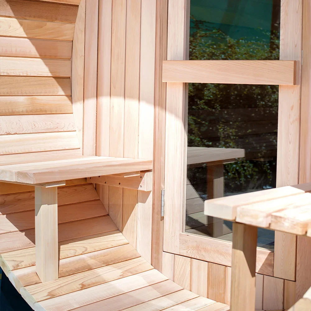 Custom Outdoor Barrel Sauna Red Cedar 1800x2400mm Alfresco Outdoor Living Australia