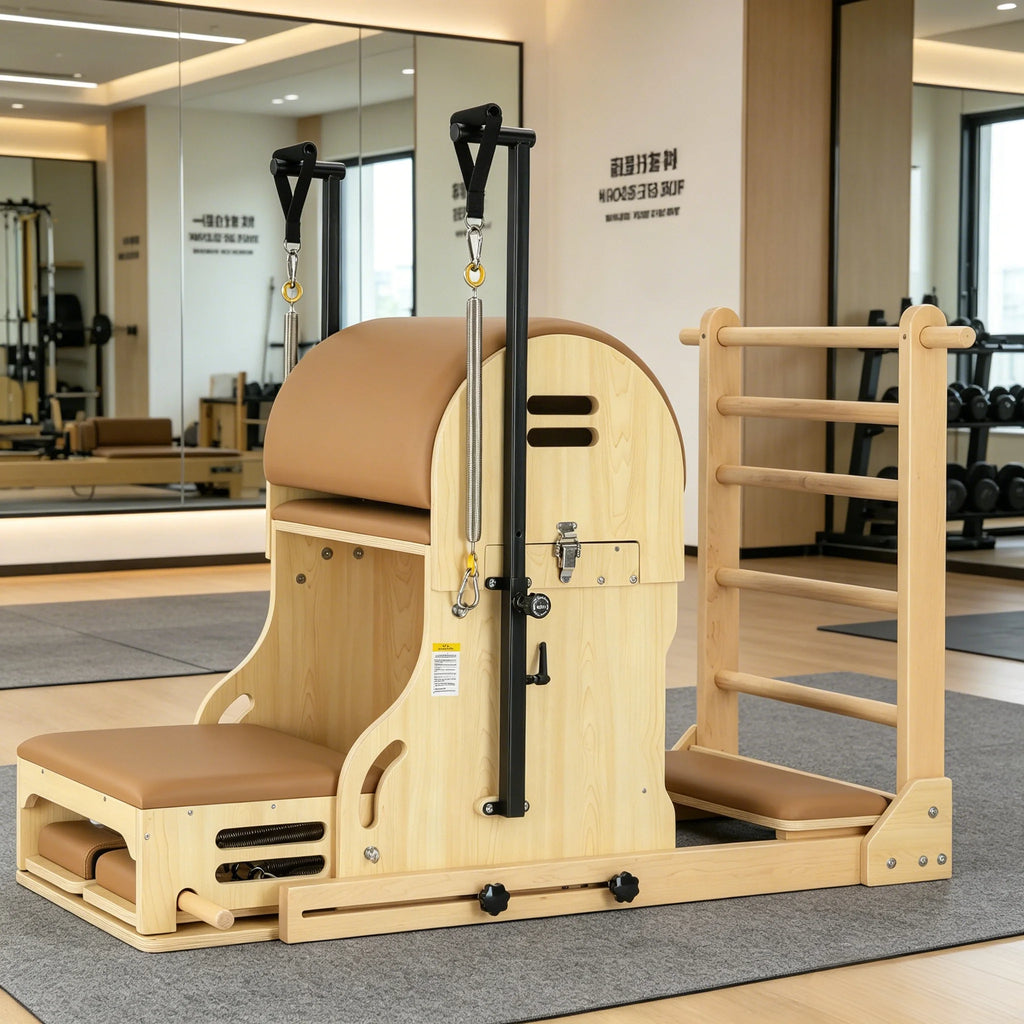 Pilates Ladder Barrel and Wunda Chair Combo Maple Wood Adjustable