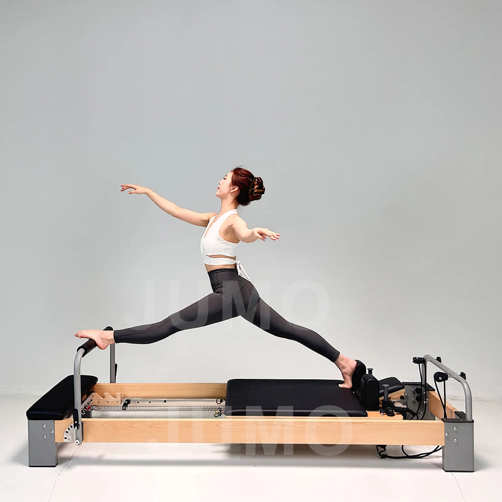 Professional Beech Wood Pilates Reformer Adjustable Footbar 2360mm