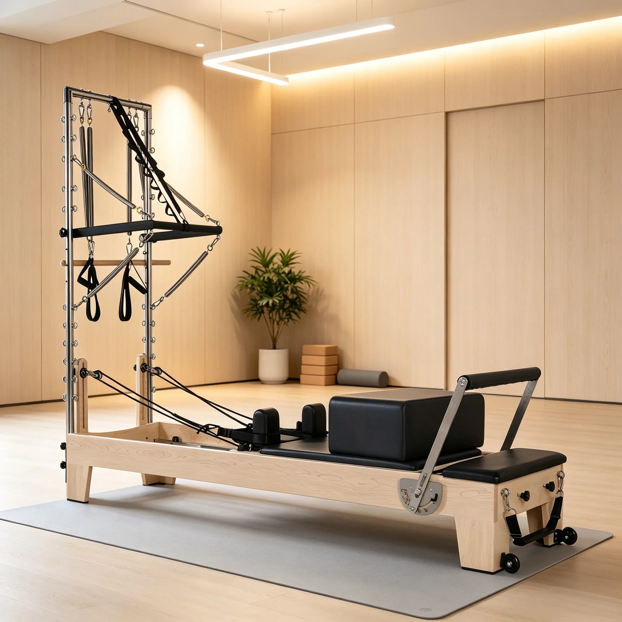 Maple Wood Pilates Reformer With Tower Adjustable Studio Equipment