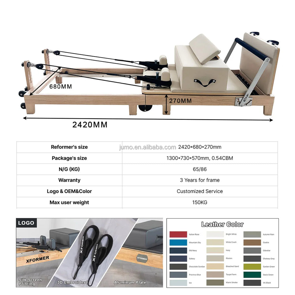 Jumo Foldable Oak Wood Pilates Reformer Studio Home Equipment