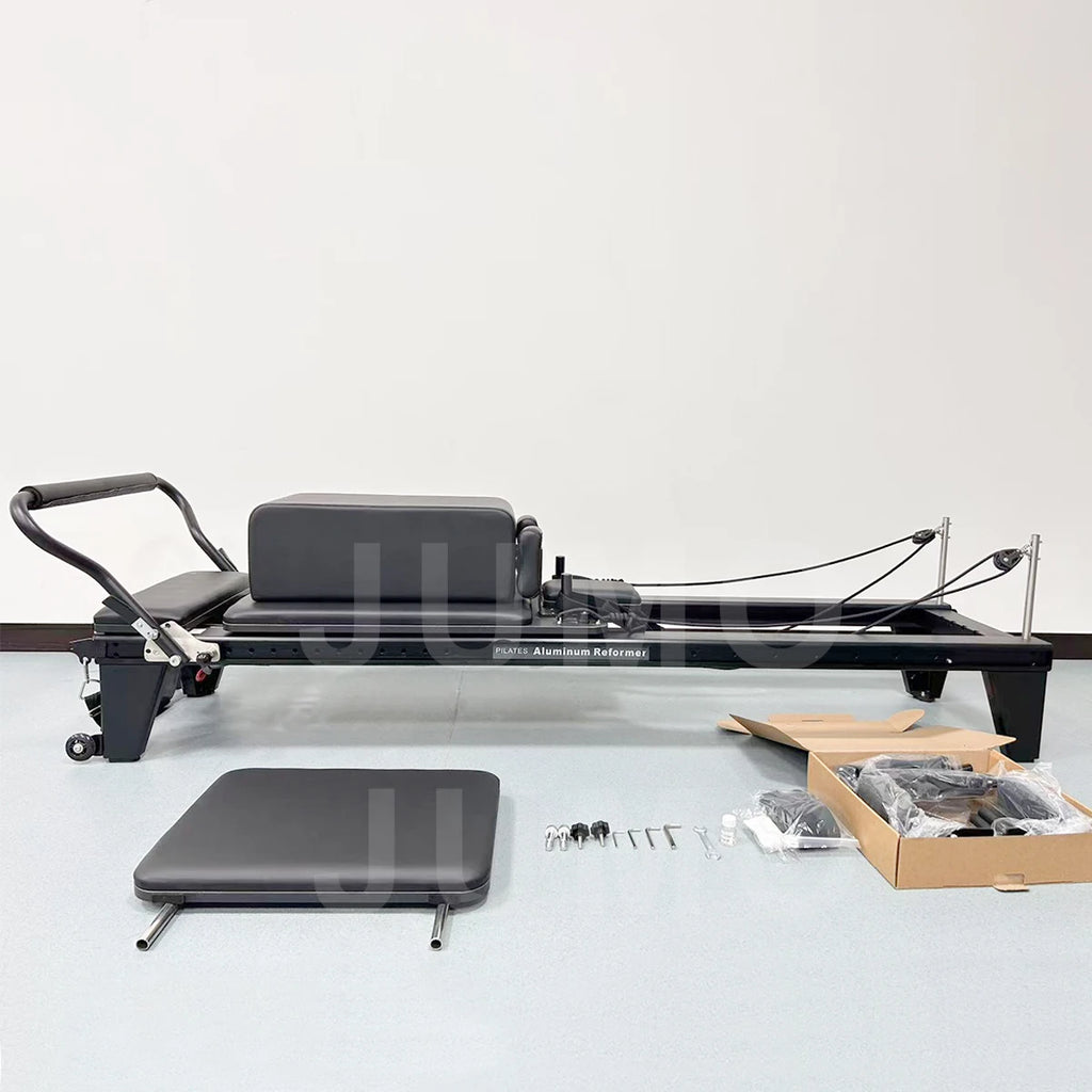 Professional Aluminum Pilates Reformer Bed with Smooth Carriage Black 2400mm