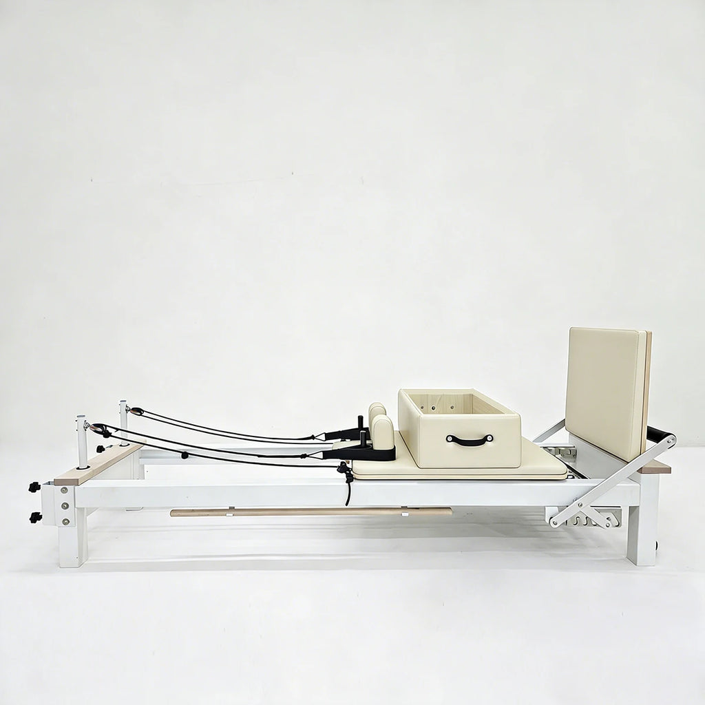 Commercial Aluminum Pilates Reformer 2540mm Studio Grade White