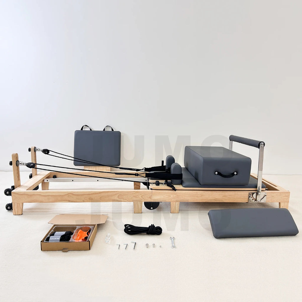 Jumo Foldable Wood Pilates Reformer Machine Black