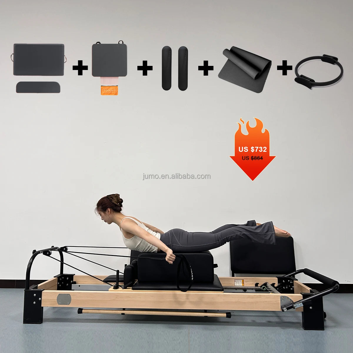 Maple Wood Pilates Reformer FMW08-1 Commercial Grade 2320mm