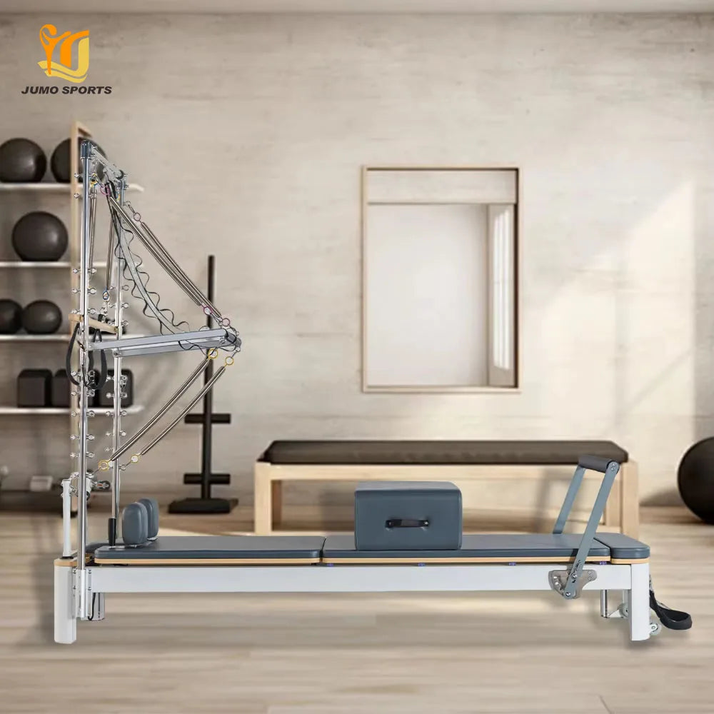 Professional Aluminum Pilates Reformer With Tower 2550mm White