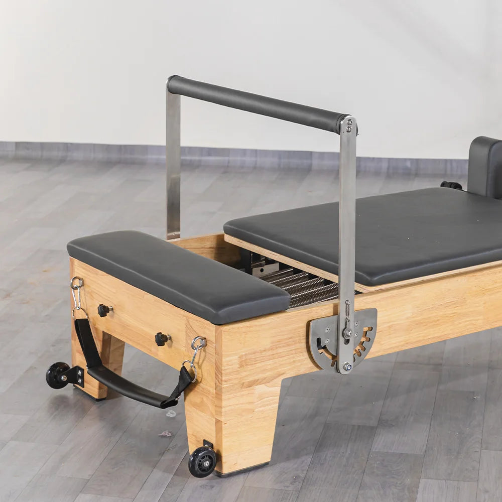 Oak Wood Pilates Reformer with Half Tower 2325mm Black