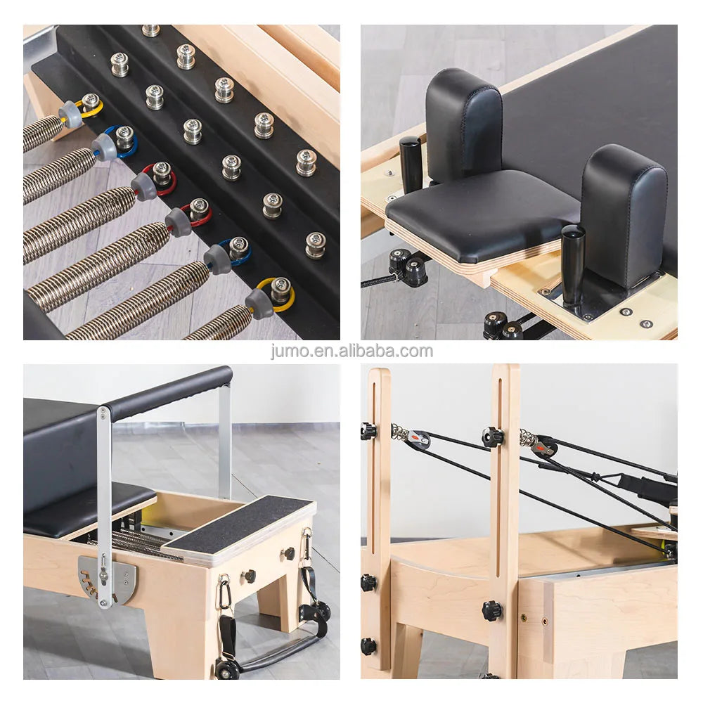 Professional Maple Wood Pilates Reformer with Adjustable Footbar System