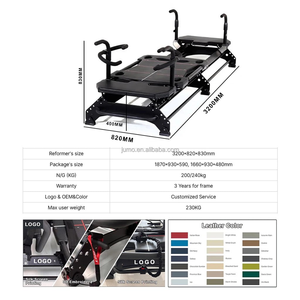 Professional Grade Aluminum Pilates Reformer Machine Smooth Glide System
