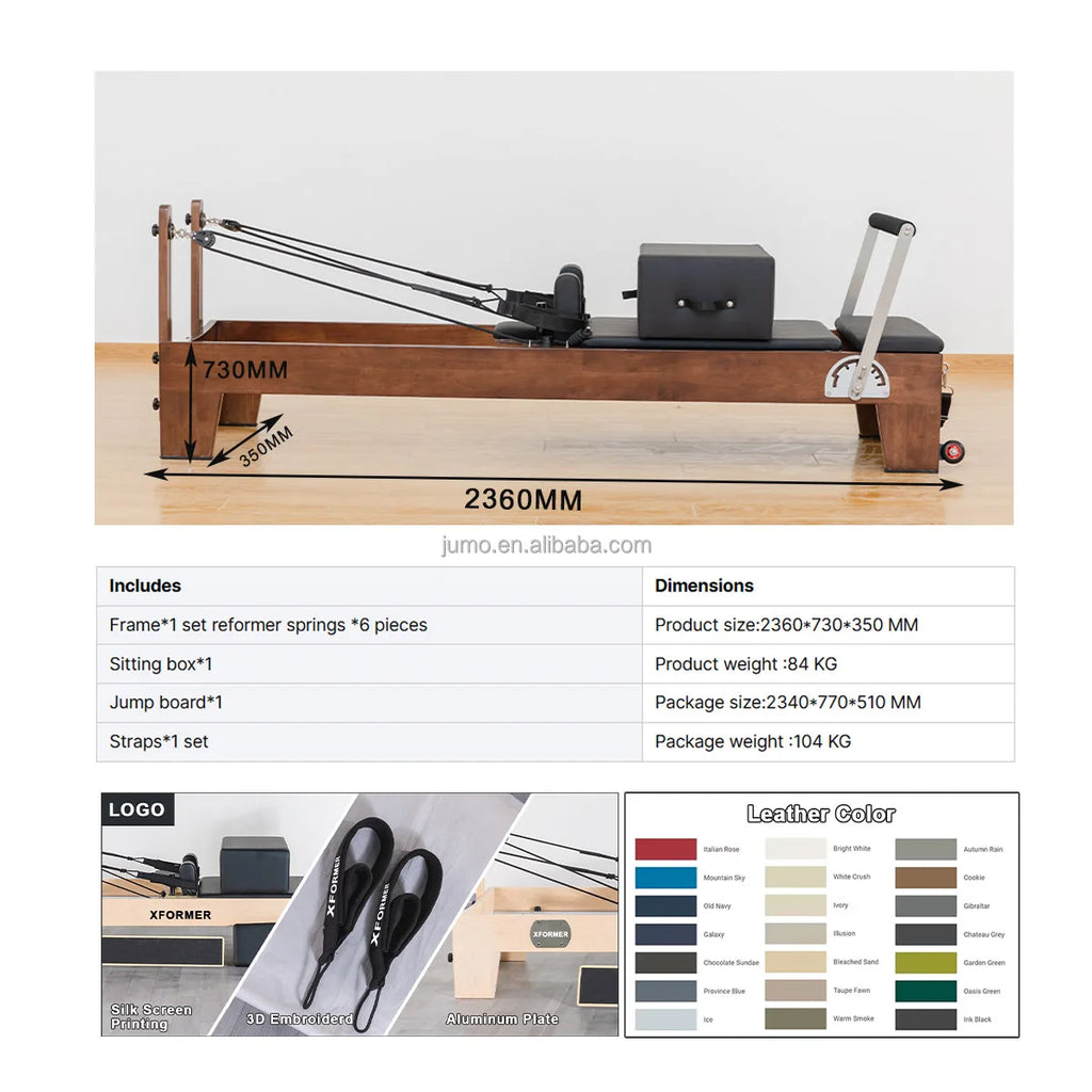 Walnut Wood Pilates Reformer with Tower Professional Studio Equipment