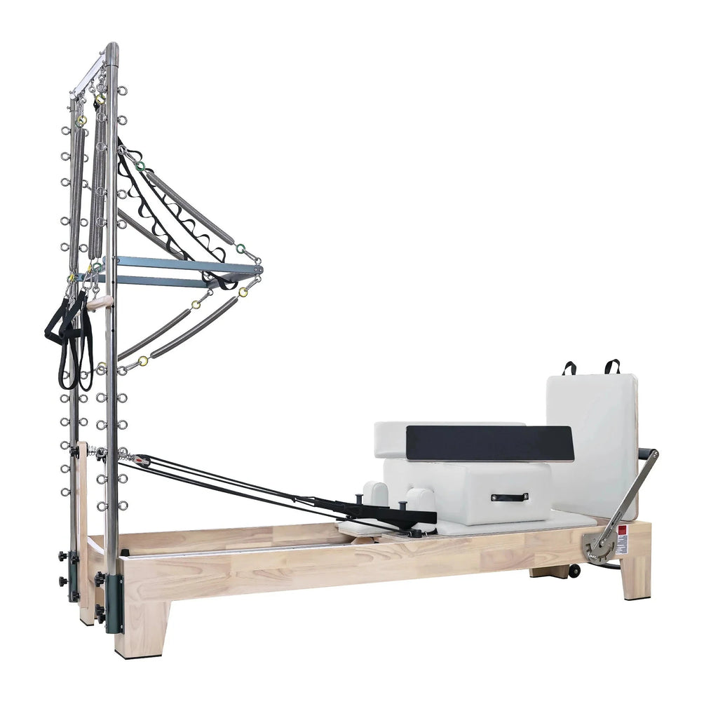Oak Wood Pilates Reformer Tower with Professional Studio Carriage