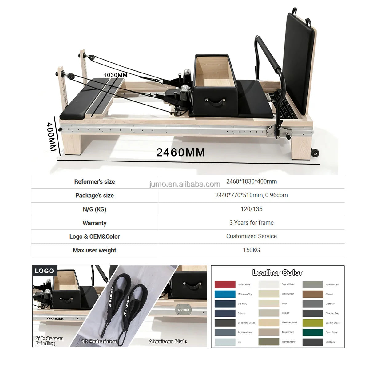 Maple Wood Pilates Reformer Professional Studio Grade Frame Black
