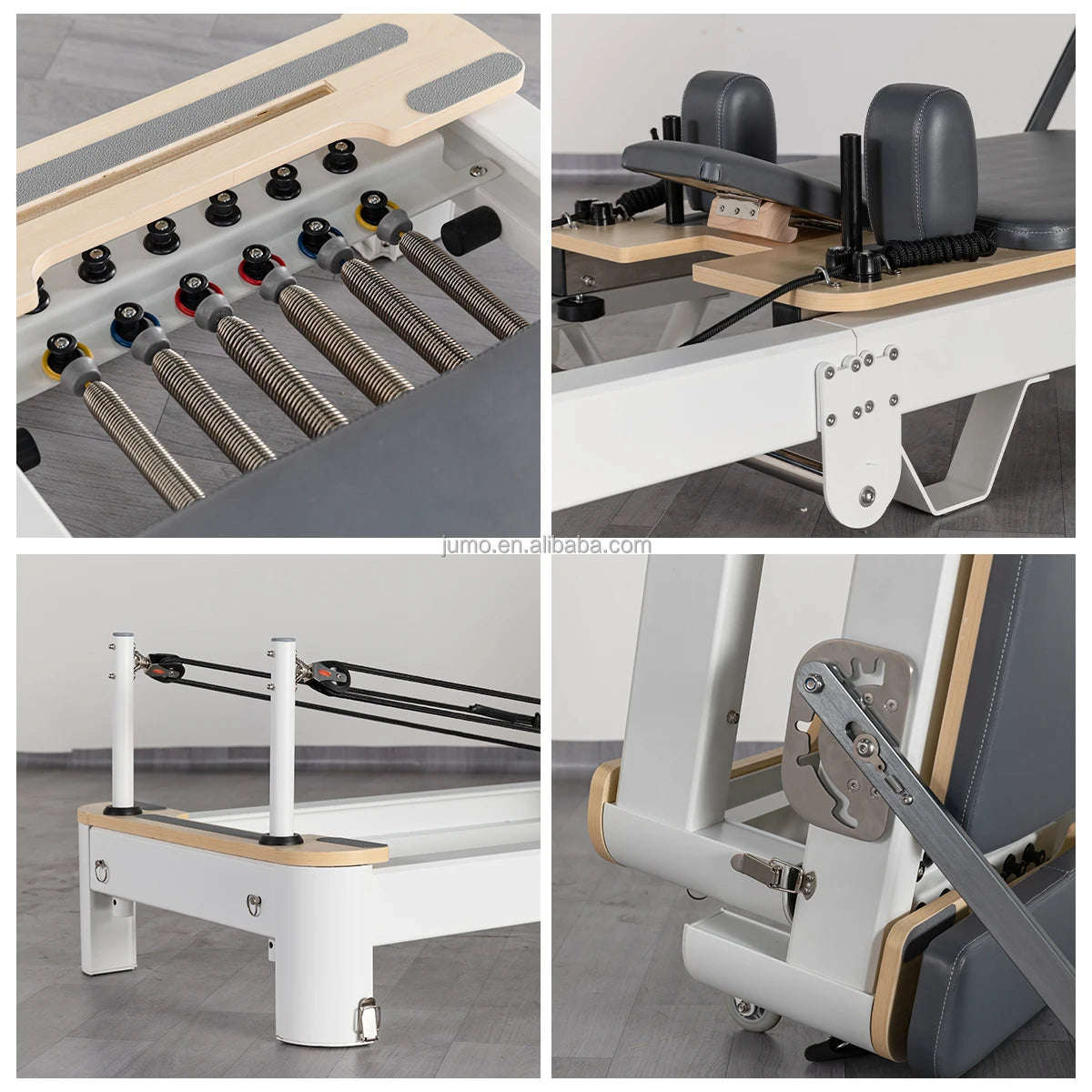 JUMO FA01 Professional Foldable Pilates Reformer White Aluminum