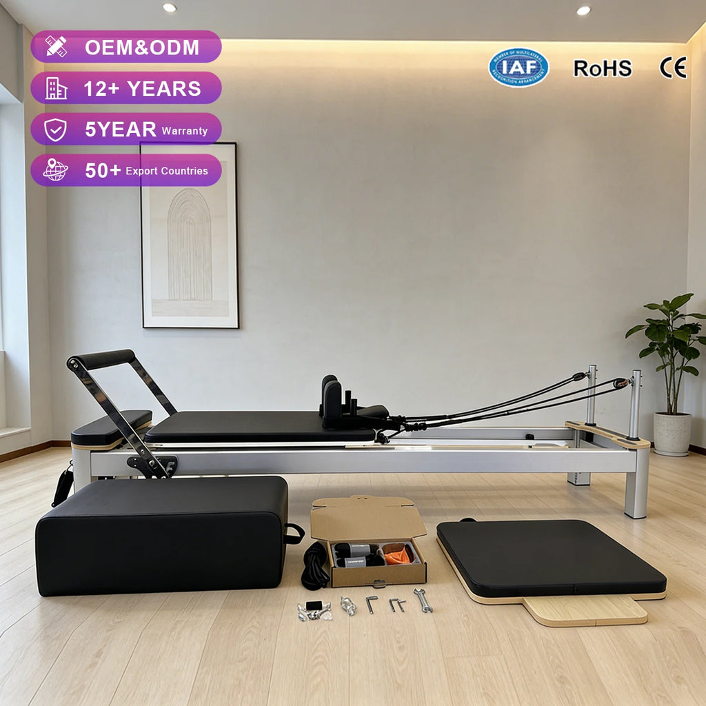 Aluminum Pilates Reformer SAW04 Commercial Grade 2540mm Silver