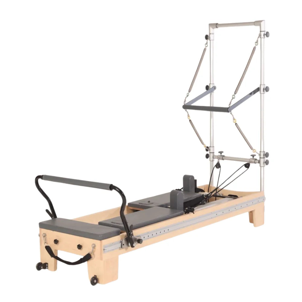 Split Carriage Maple Wood Pilates Reformer Tower White
