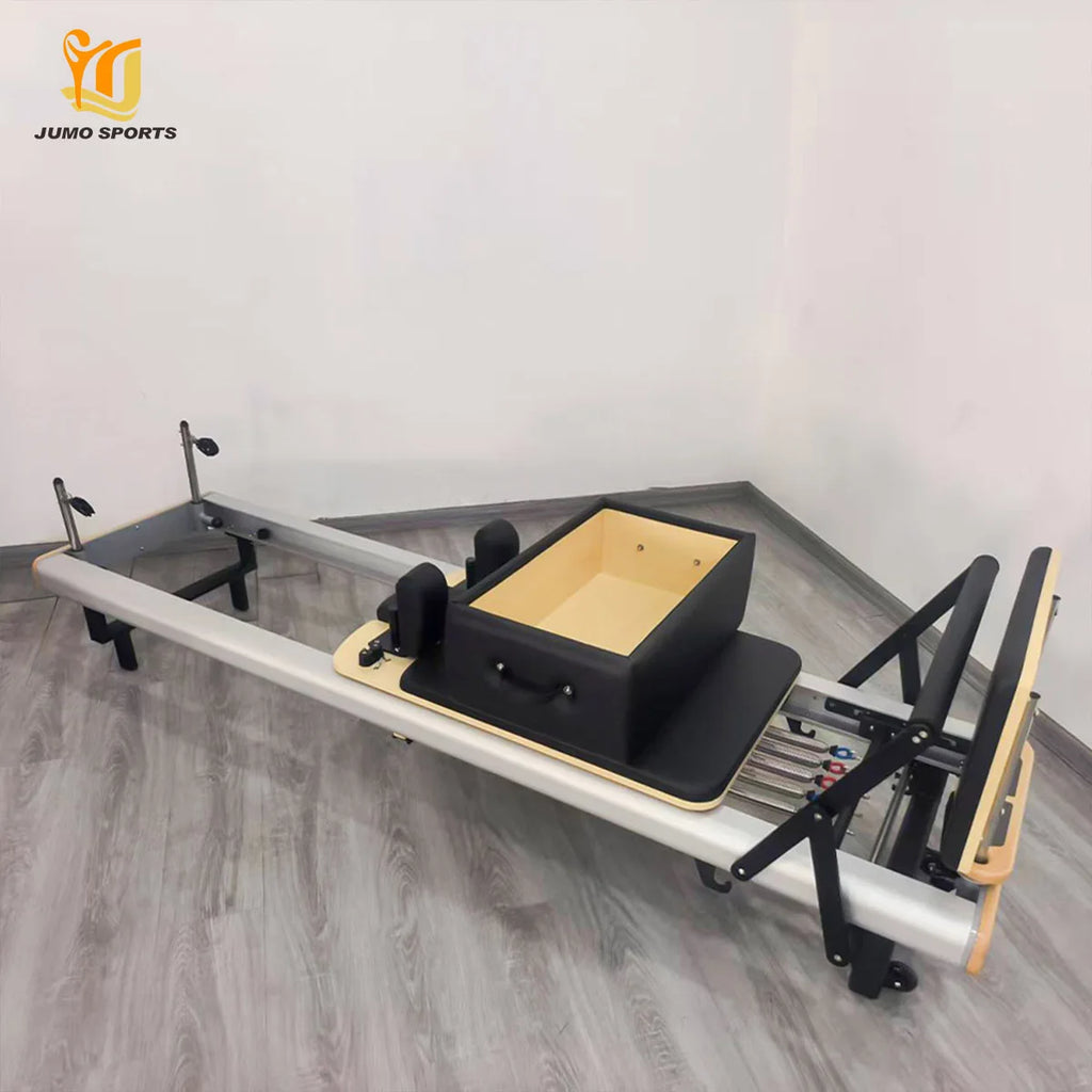 Professional Aluminum Pilates Reformer Adjustable Footbar Black 97 Inch