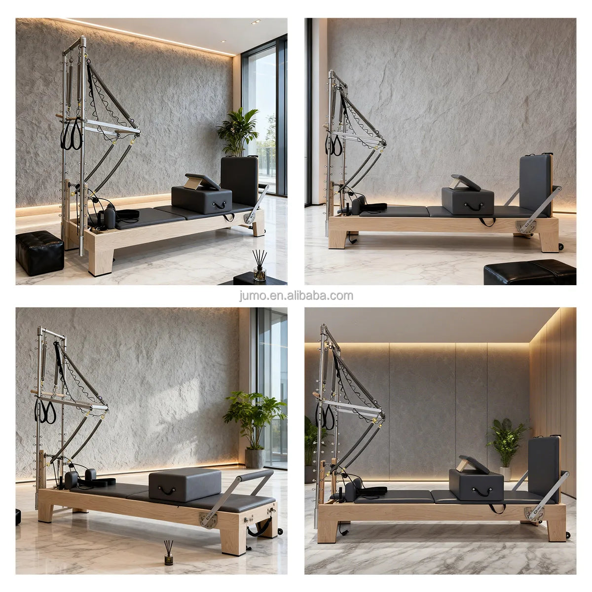 Pilates Reformer with Half Trapeze Tower Maple Wood