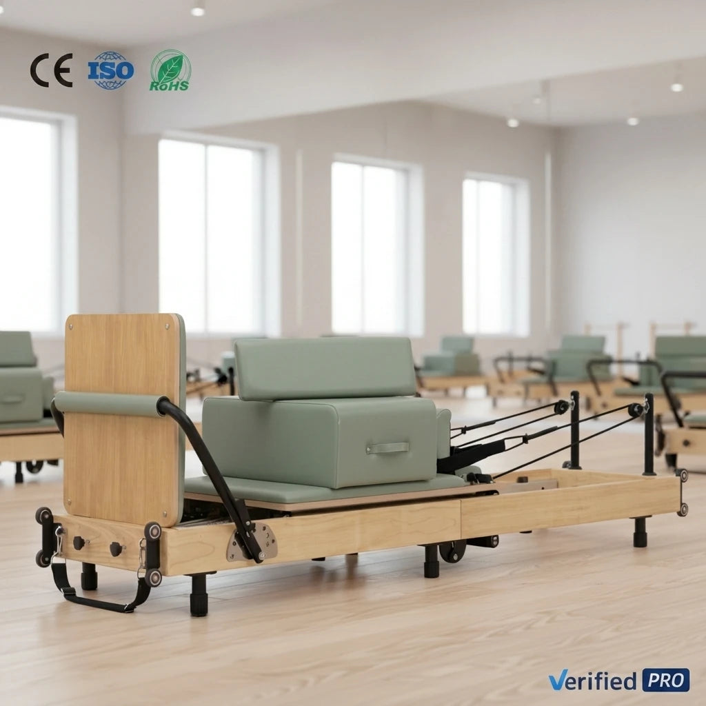 JUMO Oak Wood Reformer Pilates Bed Machine Adjustable