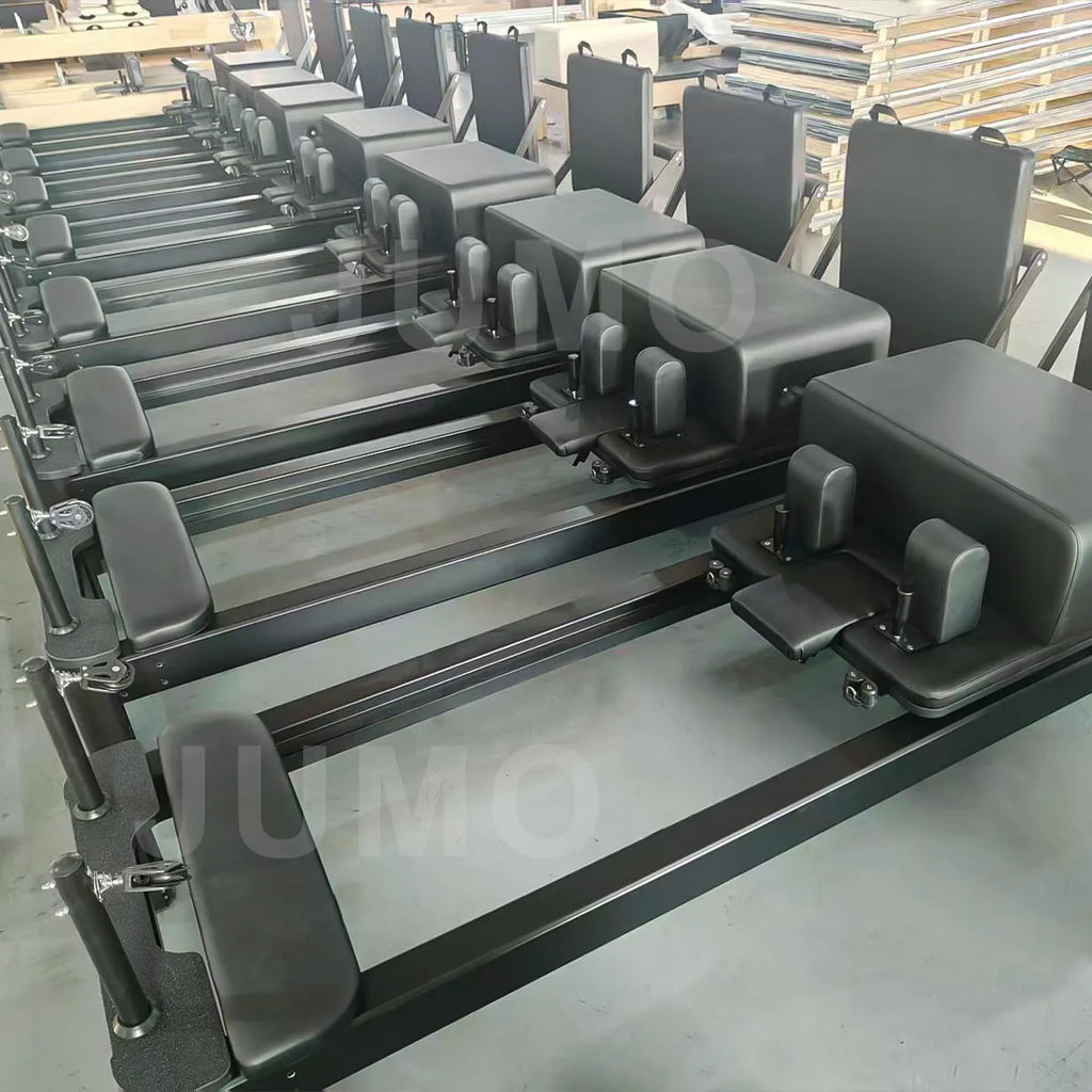 Aluminum Pilates Reformer with Microfiber Leather Carriage Black