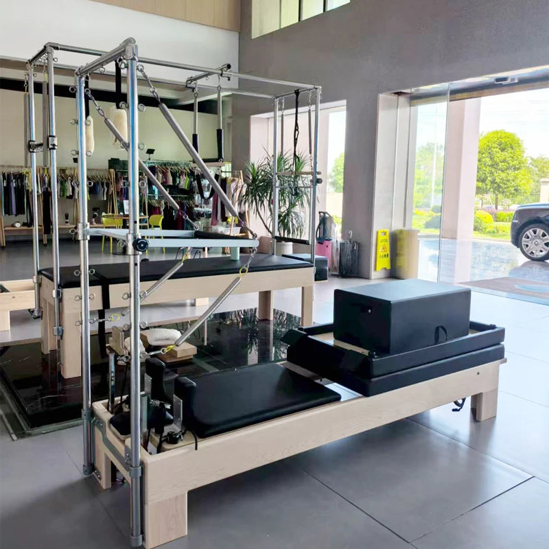 Maple Wood Pilates Reformer Tower Commercial Studio Grade Black