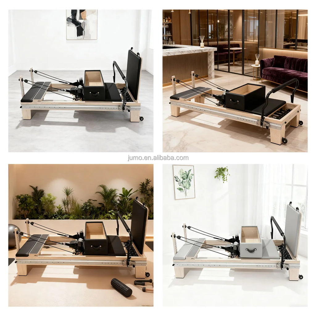 Maple Wood Pilates Reformer Professional Studio Grade Frame Black