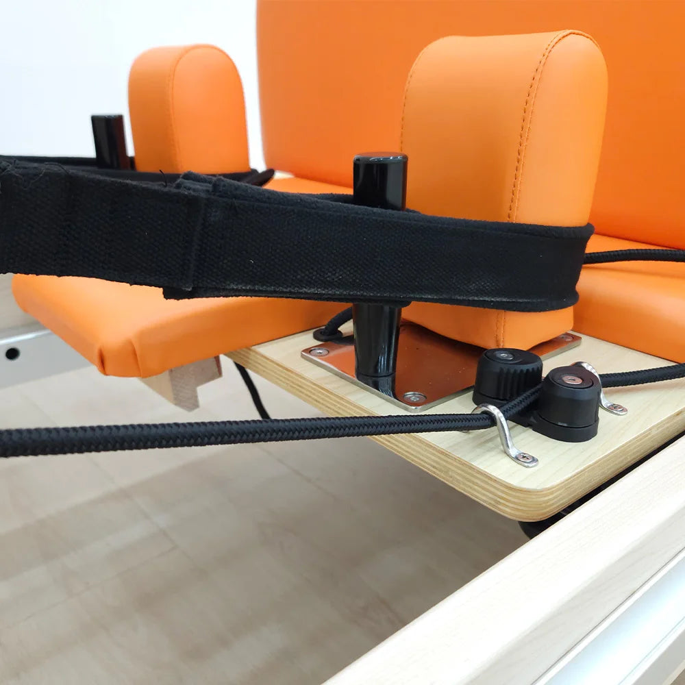 Maple Wood Pilates Reformer Machine Full Track Orange 2325mm