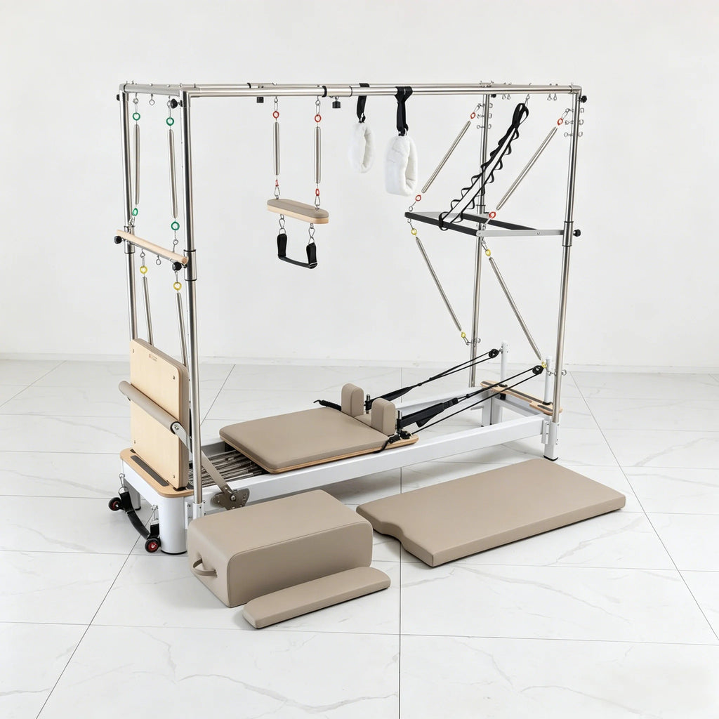 Professional Aluminum Pilates Cadillac Reformer Studio Equipment White