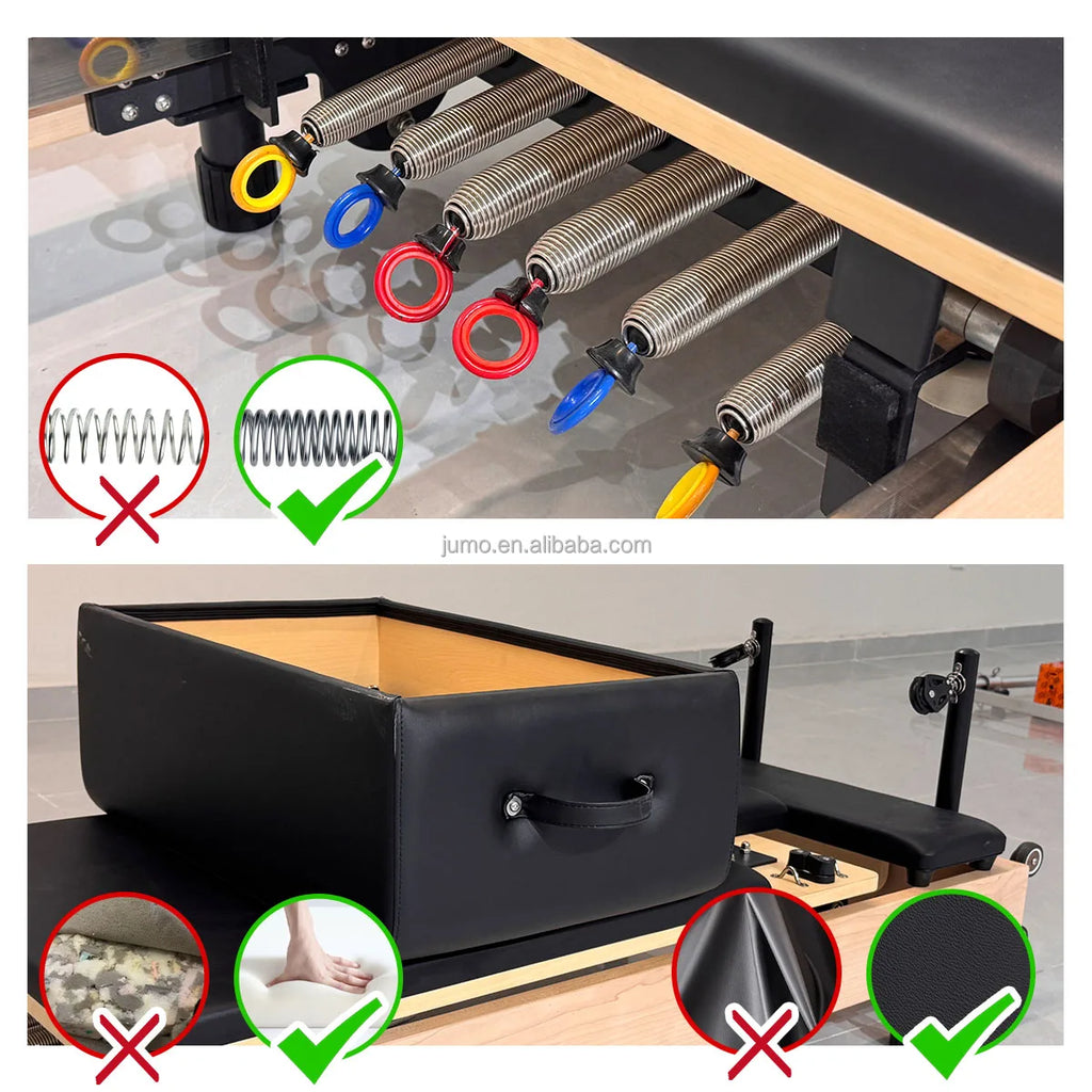 JUMO Foldable Maple Wood Pilates Reformer Black 2550mm