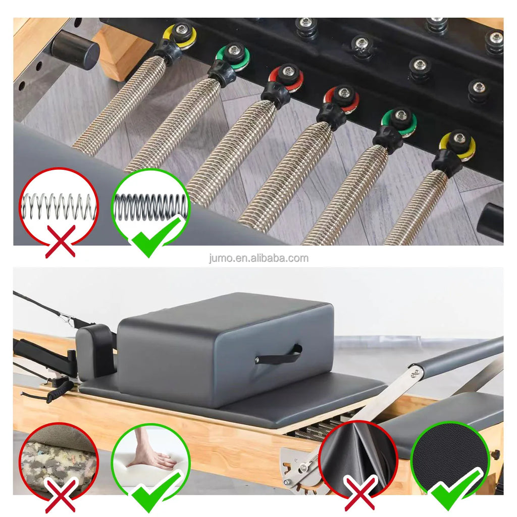 Professional Oak Wood Pilates Reformer Commercial Studio Grade 2430mm