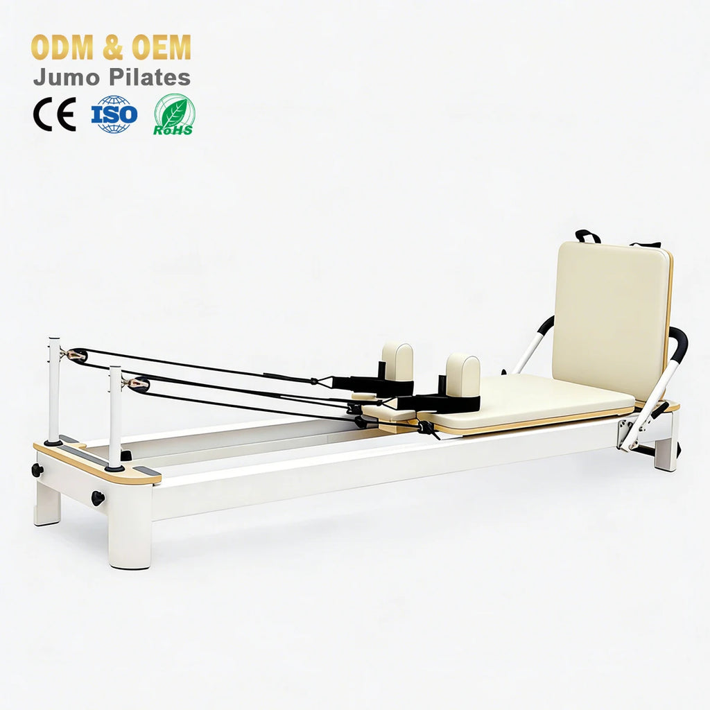 Premium Aluminum Alloy Pilates Reformer Studio Grade White 2540mm
