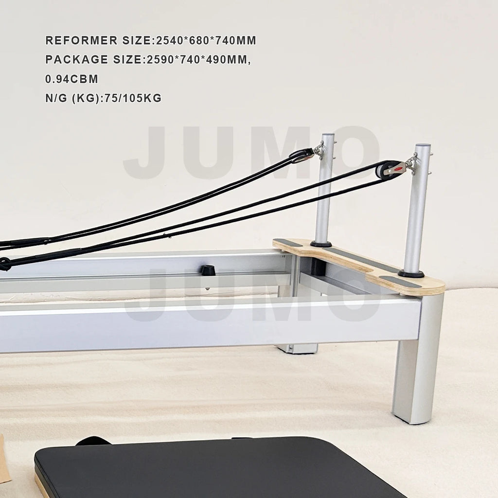 Professional Grade Aluminum Pilates Reformer Machine Silver 2540mm