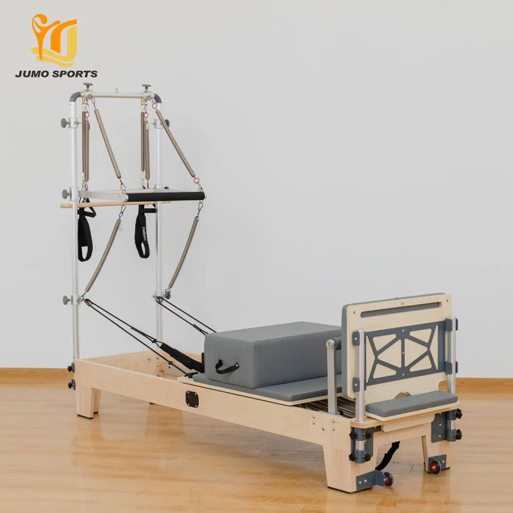Maple Wood Pilates Reformer Half Tower Commercial Grade Gray