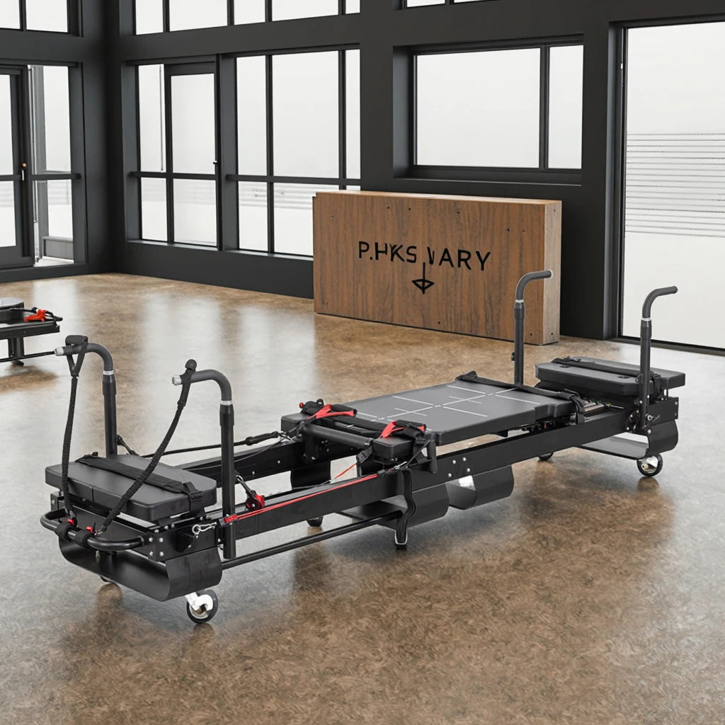 Aluminum Pilates Reformer Commercial Grade Smooth Glide 3290mm Black