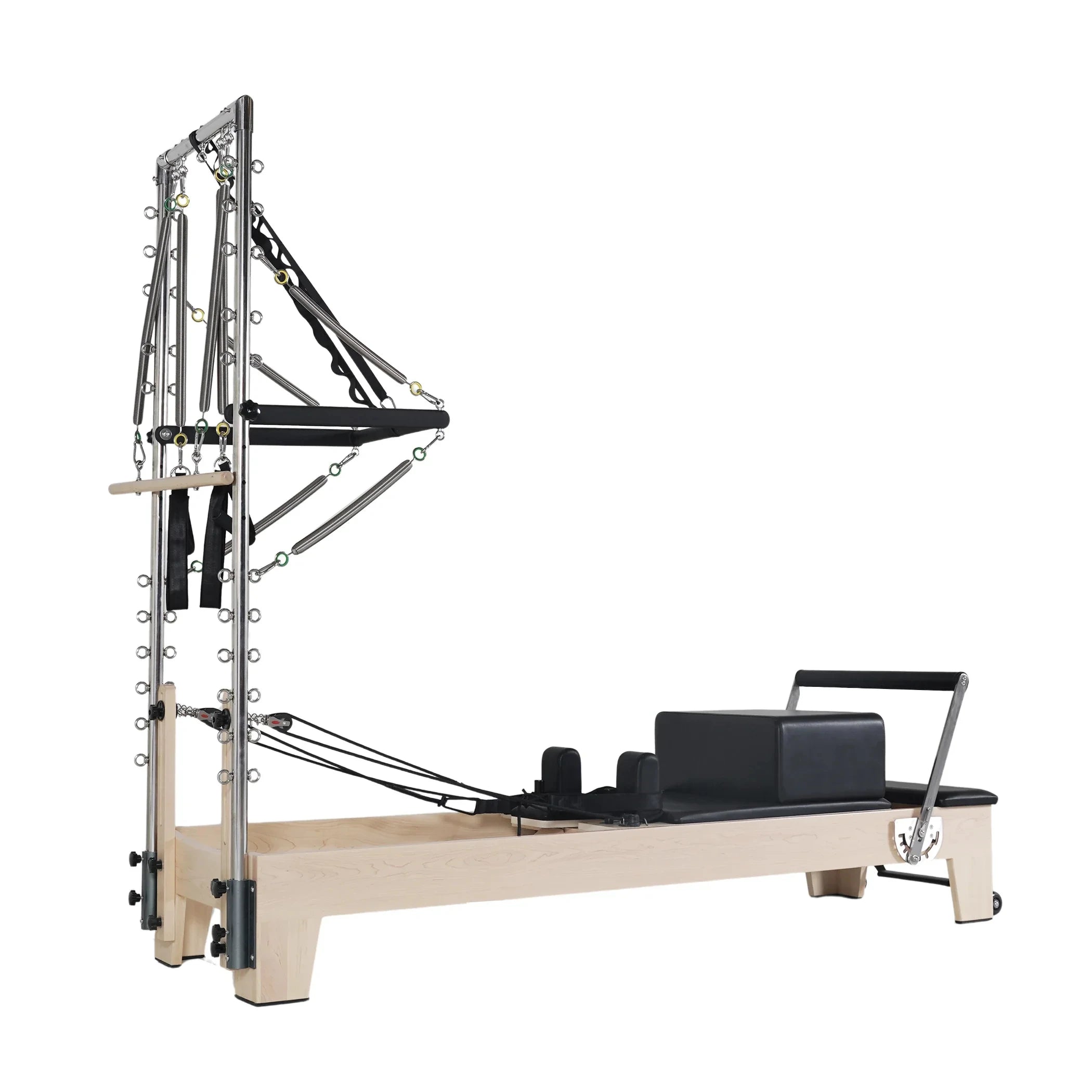 Maple Wood Pilates Reformer Tower Adjustable System White