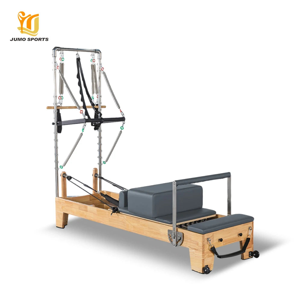 Oak Wood Pilates Reformer Set with Tower and Cadillac