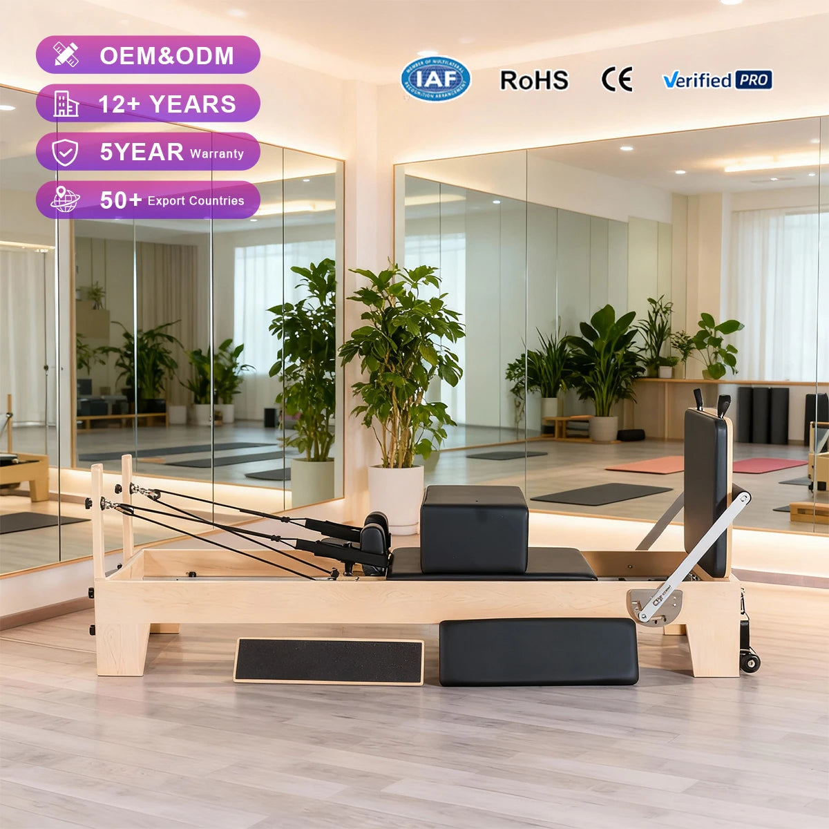 Maple Wood Pilates Reformer Studio-Grade Professional Fitness Equipment