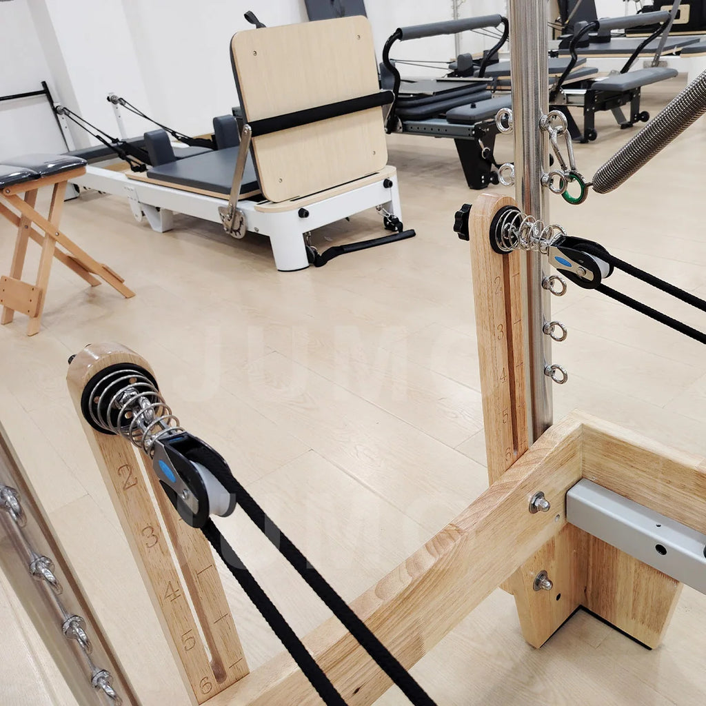 Oak Wood Pilates Reformer with Tower 2450x730x2000mm