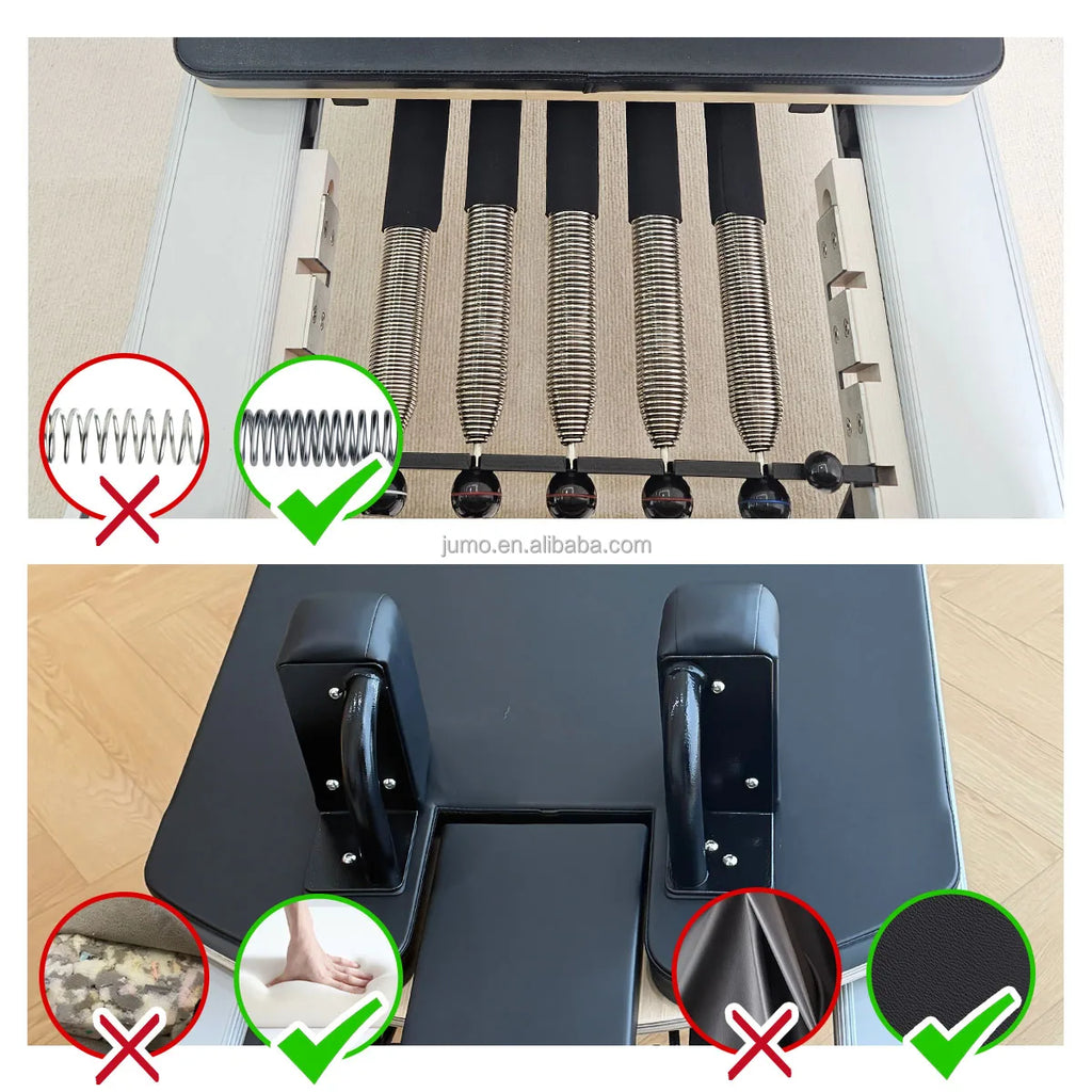 Adjustable Aluminum Pilates Reformer with Half Tower Black 255cm