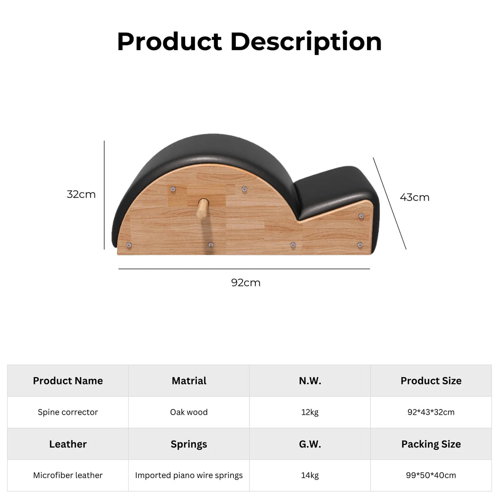 Maple Wood Pilates Spine Corrector Portable Studio Equipment Black
