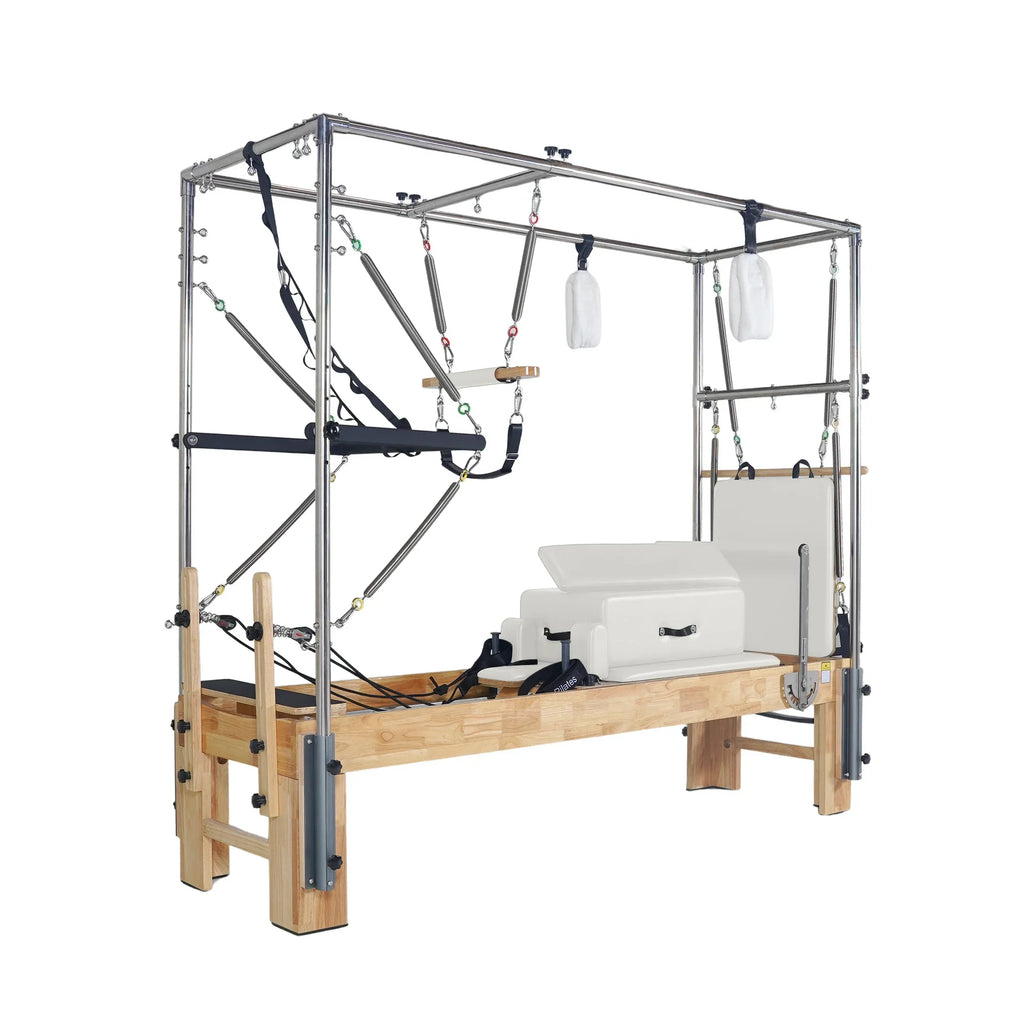 Professional Oak Wood Cadillac Pilates Reformer Trapeze Table Set