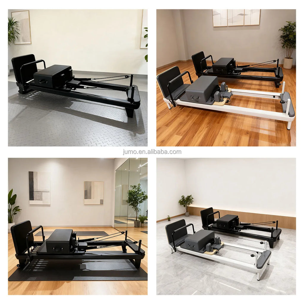 Professional Studio-Grade Aluminum Pilates Reformer Bed in Black