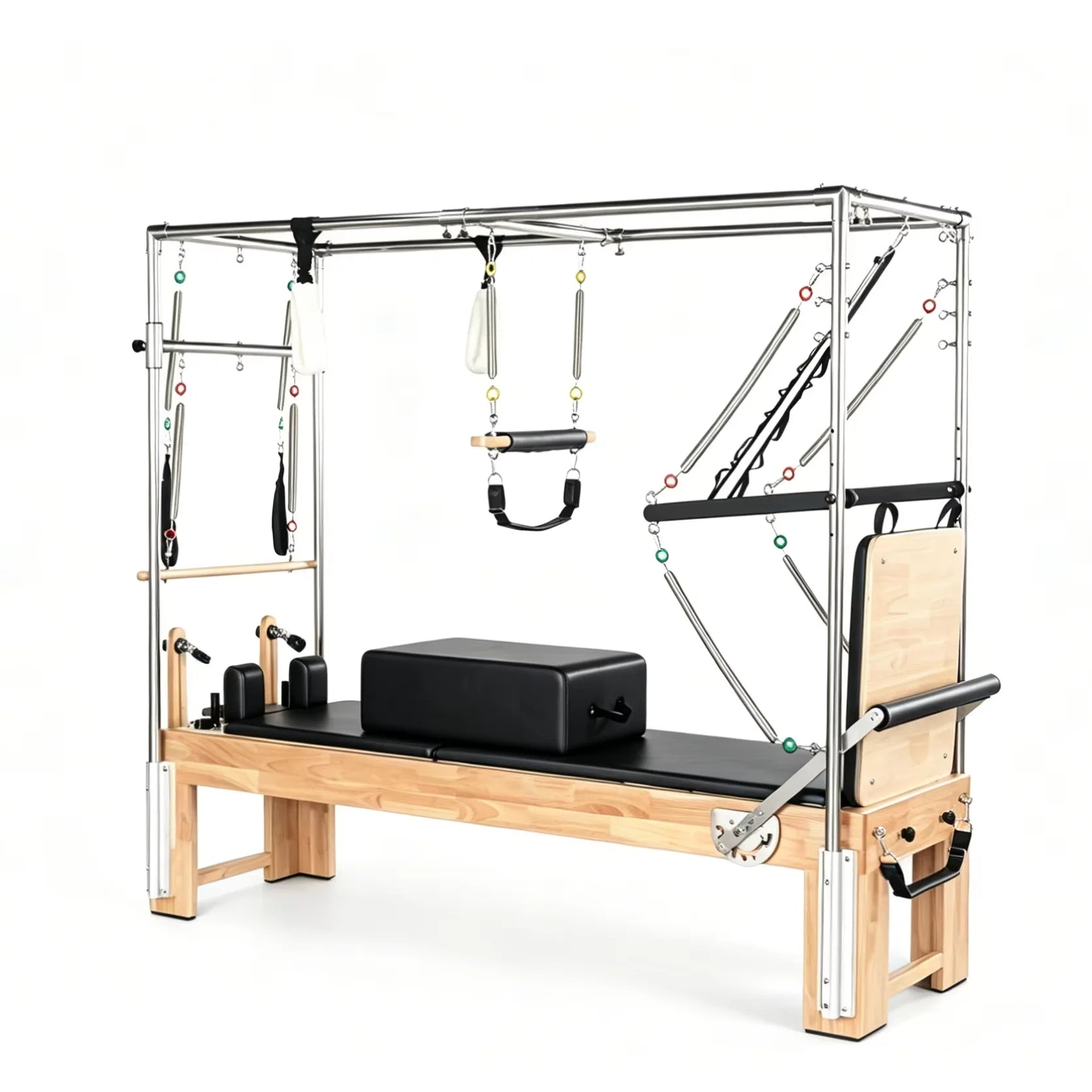 Professional Oak Wood Pilates Cadillac Reformer with Full Accessory Set