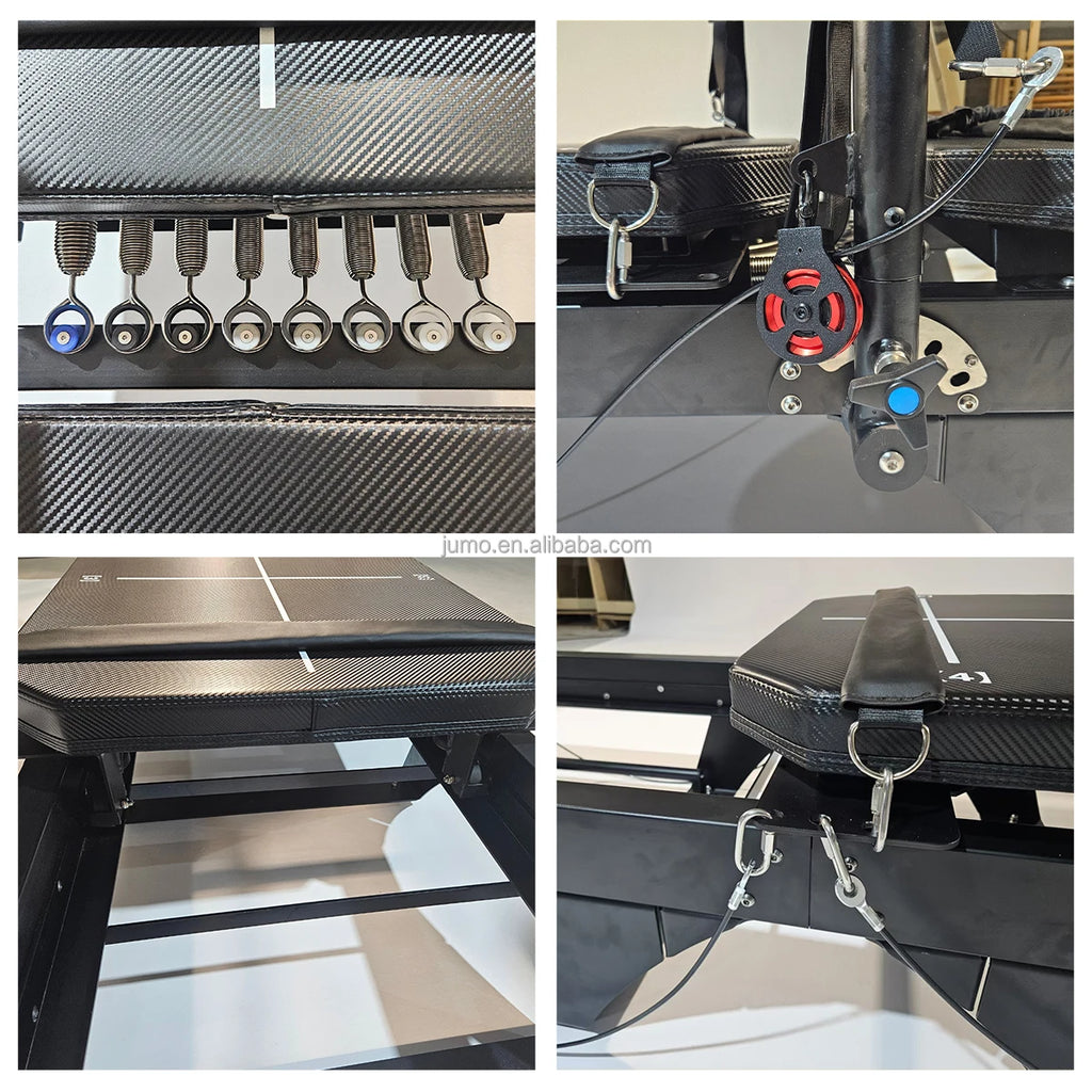 Aluminum Pilates Reformer Commercial Grade 3170mm Black