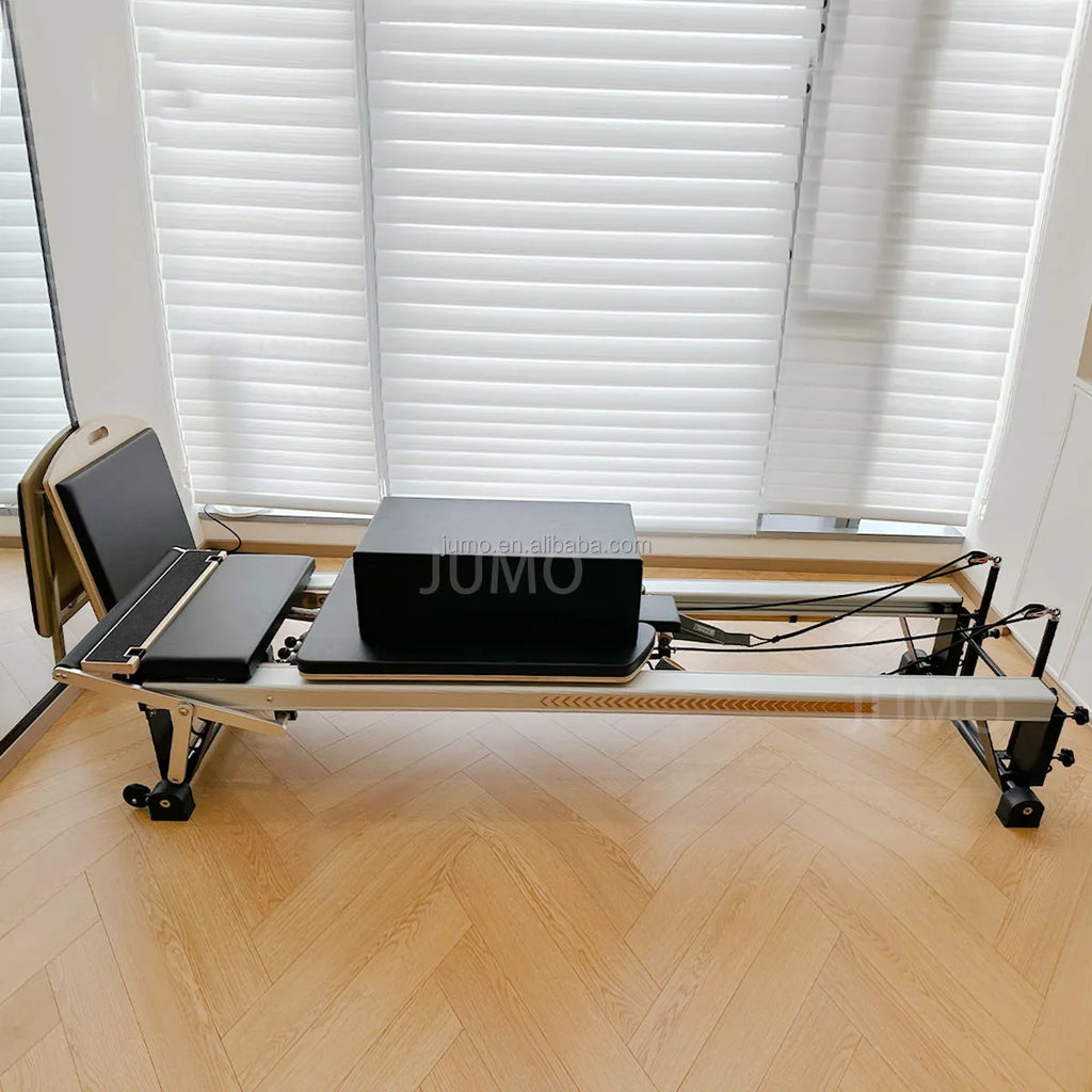 Aluminum Pilates Reformer and Ladder Barrel Set Black
